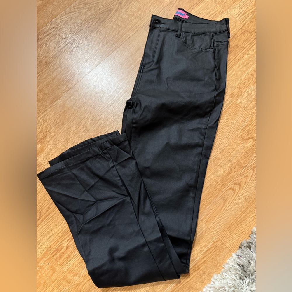 Black Faux Leather Flare Pant